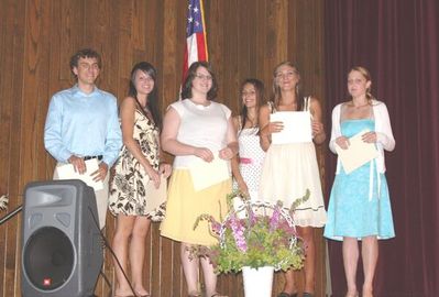 2008 Scholarship Winners:  Scot Zahas, Chelsea Bourgeois, Amanda Brown, Heather Yager, Lindsey McEntire, and Taylor Clifford
