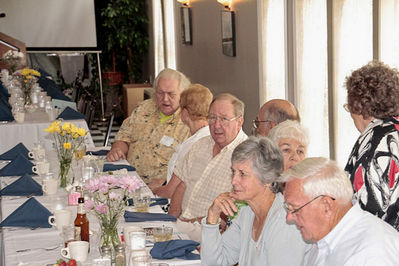 2012 Banquet Class of 1957
L to R: Carleton Phelps; Dianne Swancott Elmendorf; Carl Elmendorf; Tom Young, `53; Barbara O'Rourke Young; Mary Theobald; Bruce Theobald; Sheila Schuster DeBerardinis. `52 (standing)
